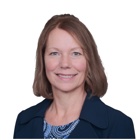 headshot of white woman with brown hair, smiling